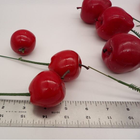Lot of 12 Red Faux Plastic Apples on Floral Picks Vintage Fruit Decor Craft - Picture 4 of 5